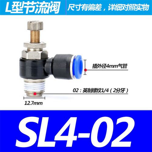 艾克斯气动快插L型节流阀 SL4/6/8/10/12-M6-M6*1-01-02-03-04
