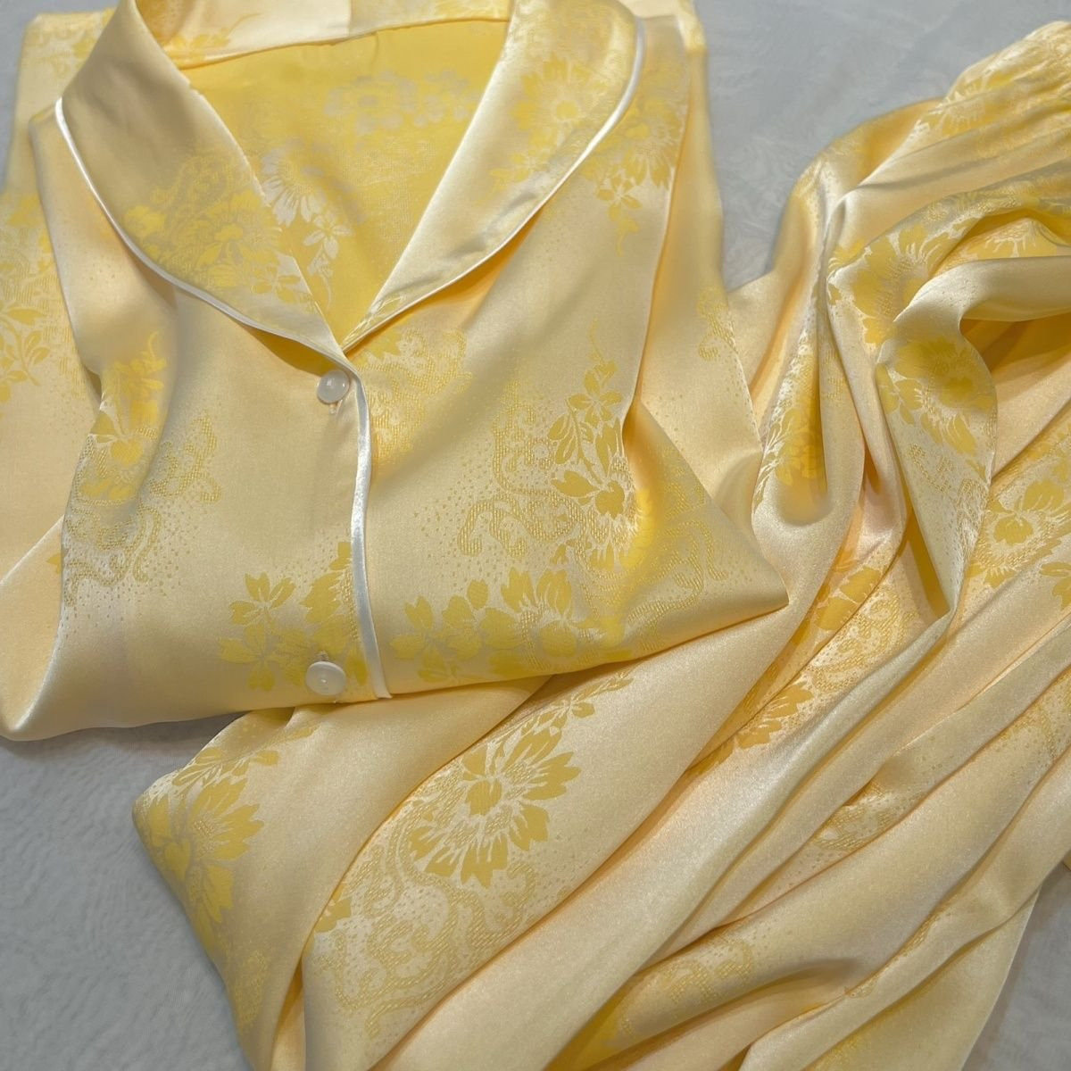 冰丝睡衣女夏季长袖薄款套装仿真丝春秋韩版可外穿感家居服潮