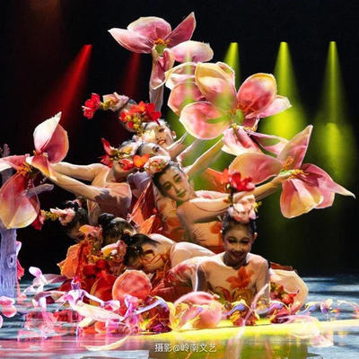 红色畅想同款演出服儿童舞蹈服木棉花开红色主题爱国表演服扇子舞