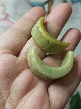 120缅甸天然翡翠A货半圈扳指手工编织diy配件雕刻半戒30X12mm左右