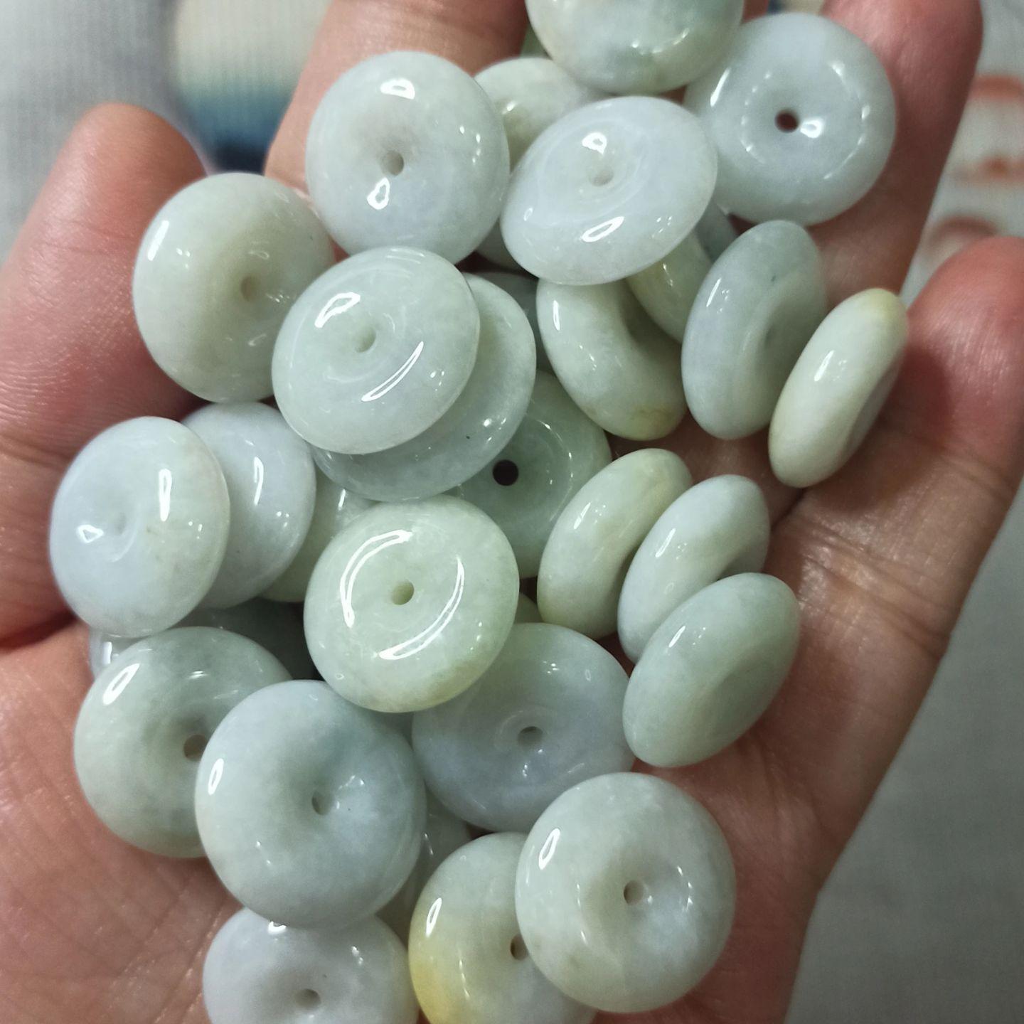 天然A货翡翠平安扣吊坠卡17mm
