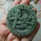 412缅甸天然翡翠吊坠清爽绿底飘花平安圆牌卡51mm玉佩满48元 包邮