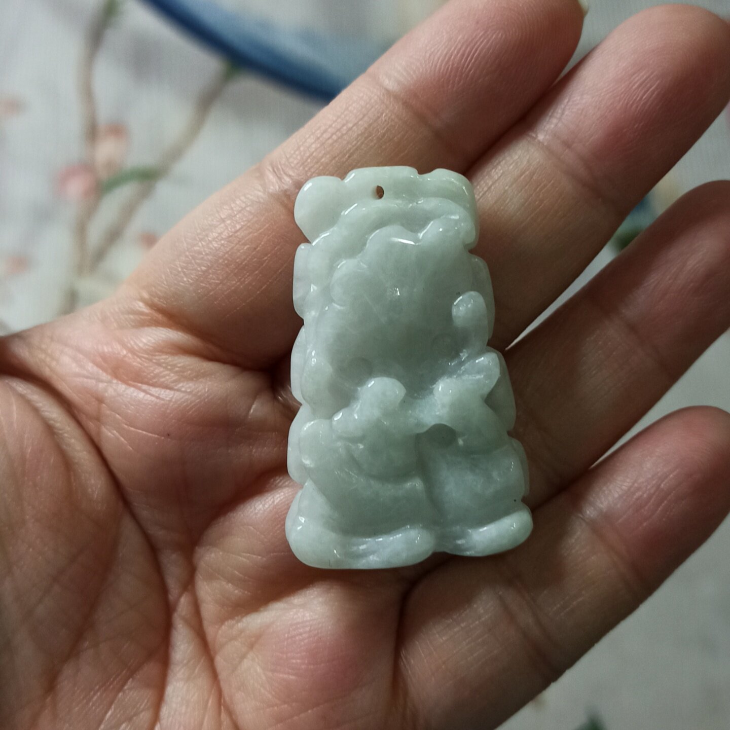 398天然翡翠吊坠飘花荷叶鸳鸯牌如意莲叶牌卡42X26mm左右满48包邮