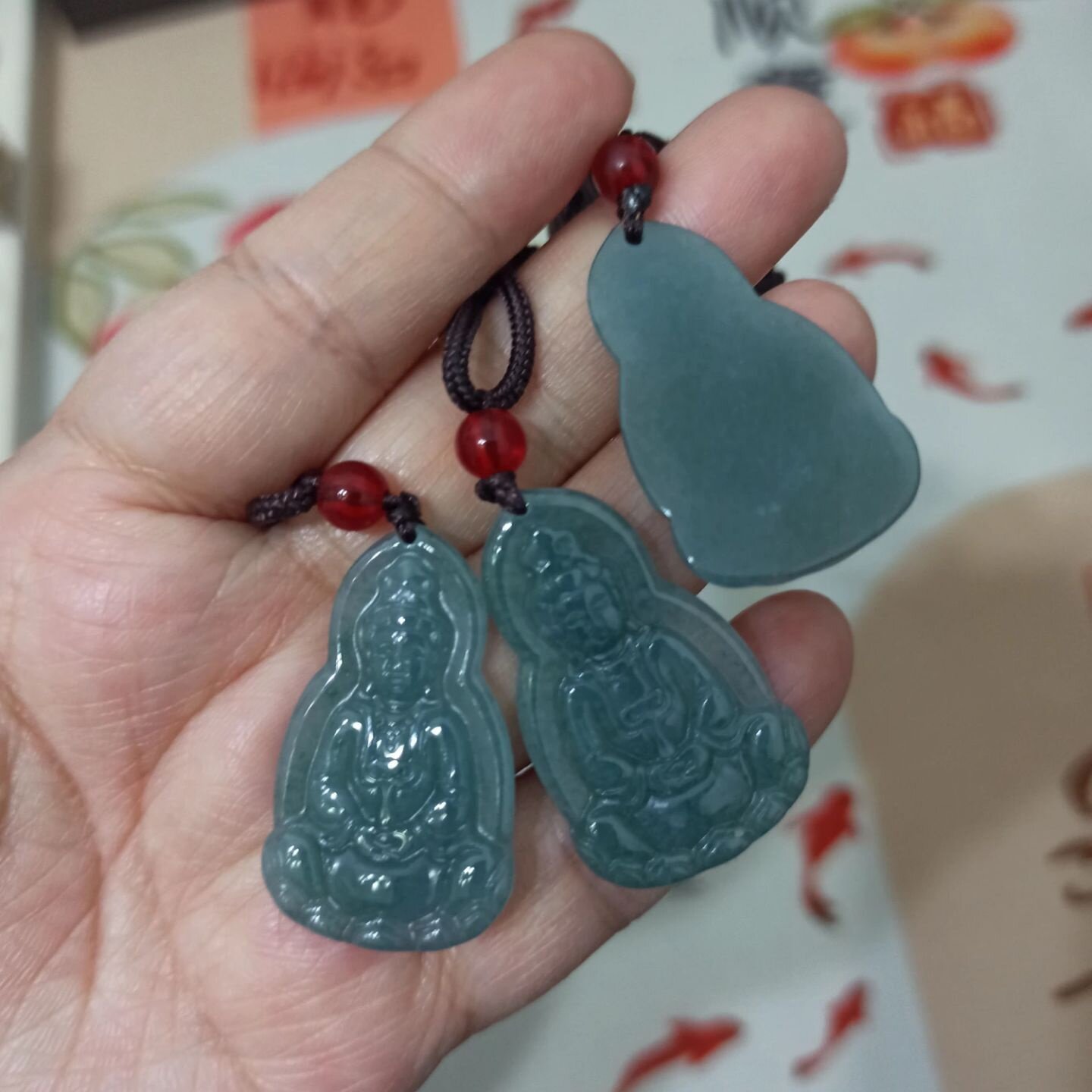 38危料蓝水莲花天然翡翠观音吊坠牌子飘花卡35X21mm左右48元包邮
