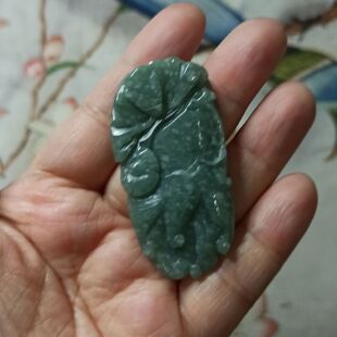100天然翡翠飘花吊坠雕刻件手把件危料佛手人参人生如意卡53X27mm