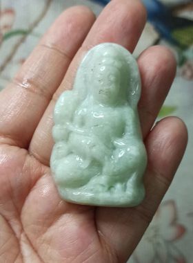 141缅甸天然翡翠吊坠莲花观音牌子飘花卡51X31mm左右满48元包邮