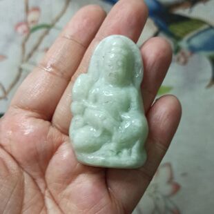 141缅甸天然翡翠吊坠莲花观音牌子飘花卡51X31mm左右满48元包邮