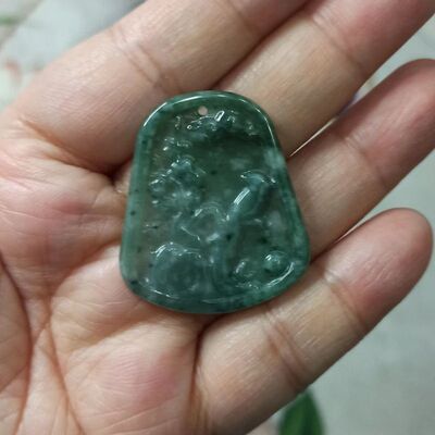 翡翠吊坠危料蓝水梅花牌喜上眉梢