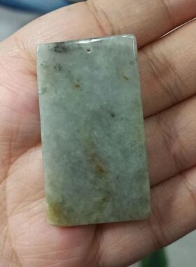 78天然翡翠平安无事牌洒金44X25mm左右吊坠玉石玉牌玉坠特色方牌