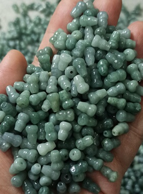 249天然A货翡翠散珠车包挂饰品配件危料蓝水葫芦卡8.5X5.5m左右
