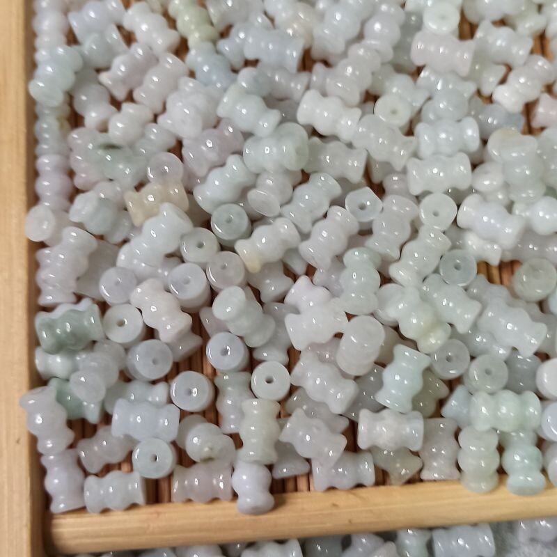 152天然缅甸翡翠竹节糖果珠散珠通孔玉珠子6x9mm玉石满48元包邮