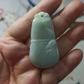 78缅甸天然翡翠竹节吊坠淡绿飘花卡49X26mm左右雕刻件满48元 包邮