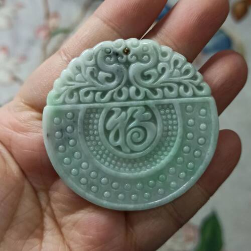 天然翡翠雕刻仿古福牌挂牌