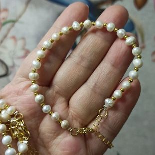 271天然淡水珍珠手串珠手链珠链小米珠单圈卡5mm左右满48元 包邮