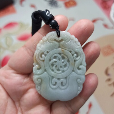天然翡翠吊坠飘花凤凰挂件牌