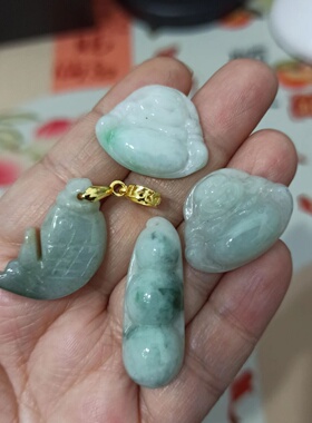 263缅甸天然翡翠吊坠杂件佛公等卡25X20mm左右玉石玉牌满48元包邮