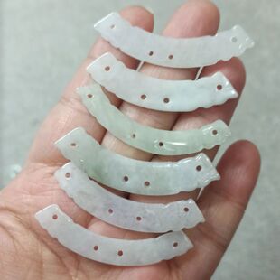 104天然翡翠玉璜项链吊坠卡40mm左右编绳材料玉衡配件满48元包邮