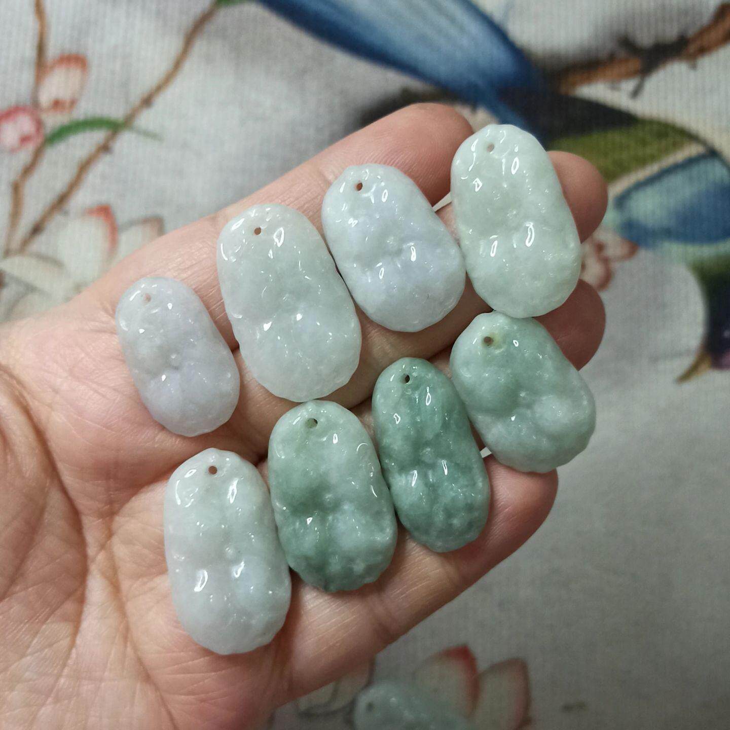 157缅甸天然翡翠荷叶莲叶吊坠卡25X15mm左右长牌子挂件满48元包邮