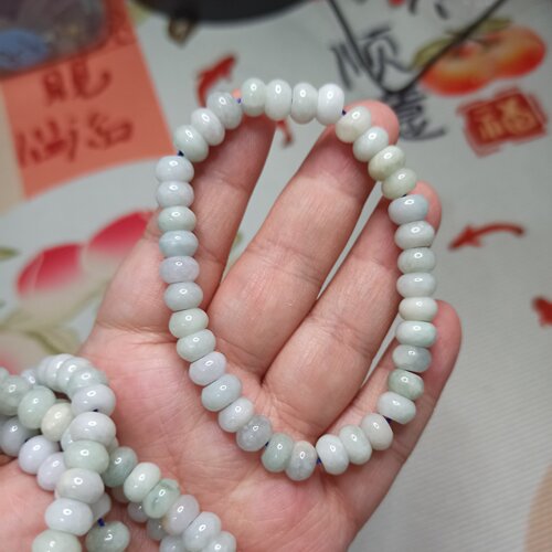 缅甸天然翡翠算盘珠手串