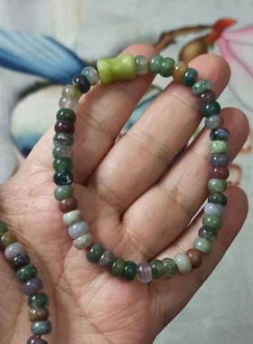 343天然玉石水草玛瑙算盘珠手串卡6X4mm左右单圈手链满48元包邮
