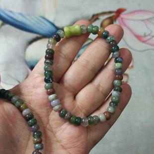 343天然玉石水草玛瑙算盘珠手串卡6X4mm左右单圈手链满48元 包邮