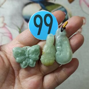 375缅甸天然翡翠吊坠杂件如意等卡35X20mm左右玉石玉牌满48元包邮