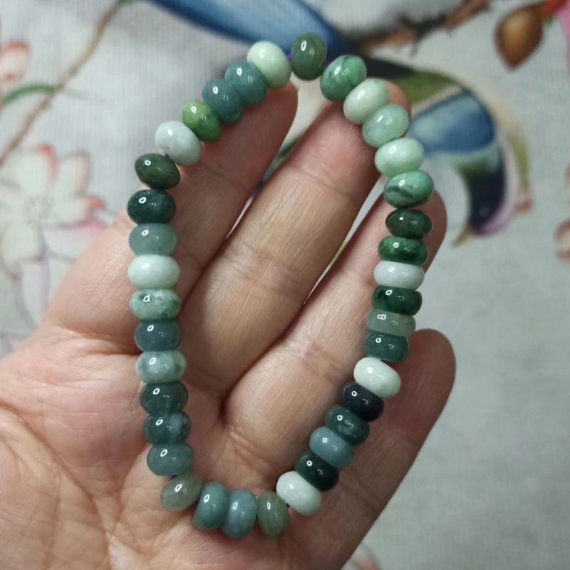 天然翡翠算盘珠手串鼓珠