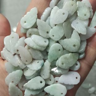 36缅甸天然翡翠吊坠叶子小滴溜卡17mm左右长金枝玉叶随型不规则