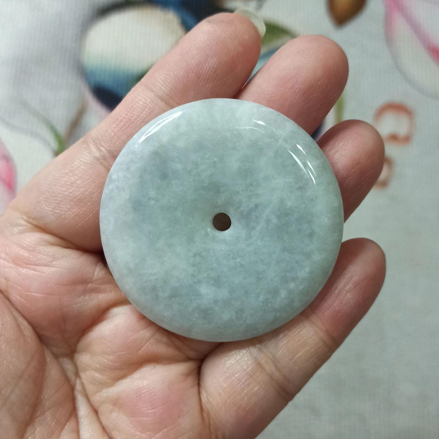 天然A货翡翠平安扣吊坠卡45mm