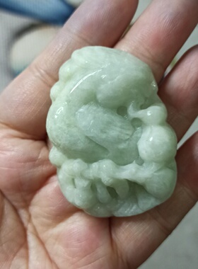 412天然翡翠吊坠飘花挂件山水鸟牌鹦鹉牌卡55X42mm左右满48元包邮