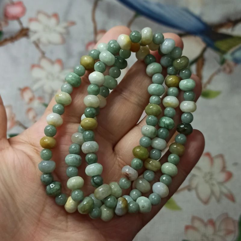 天然翡翠算盘珠手串珠子