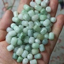 176天然缅甸翡翠散珠胶囊桶珠卡9X7mm左右编绳玉石材料满48元包邮