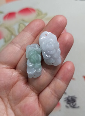 天然翡翠手排雕刻件花花