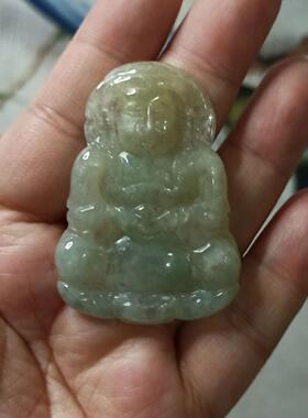 387缅甸天然翡翠吊坠净瓶观音牌子飘花卡49X35mm左右满48元包邮