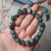 117缅甸天然翡翠手串飘花圆珠珠链卡10mm左右手链微棉满48元 包邮