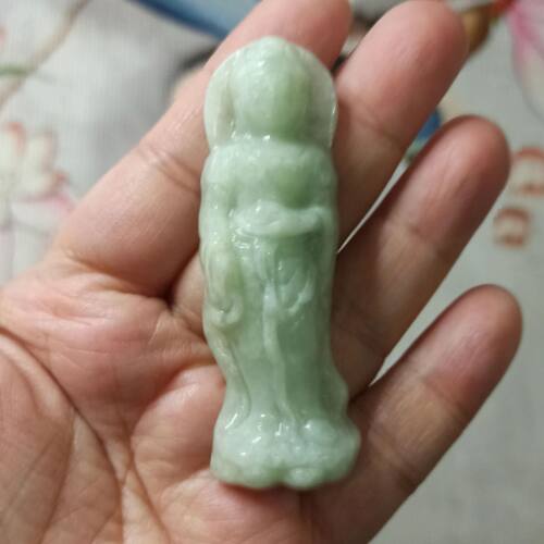 天然翡翠吊坠莲花观音牌子飘花