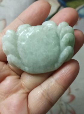 402缅甸天然翡翠吊坠飘花八方来财螃蟹卡48X35mm左右满48元包邮