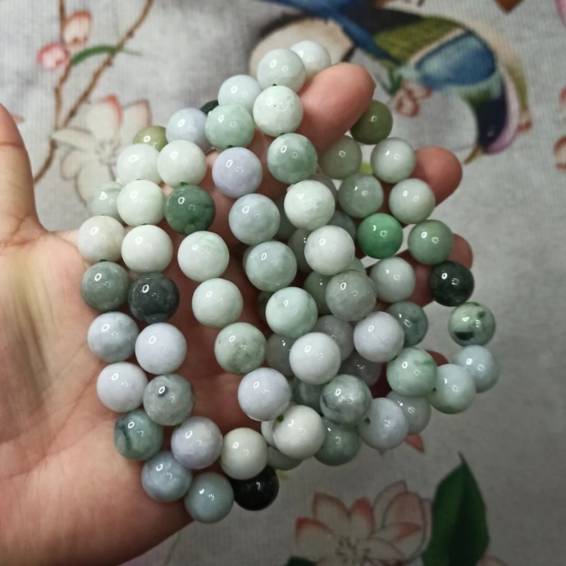 天然翡翠手串圆珠链大卡12mm左右
