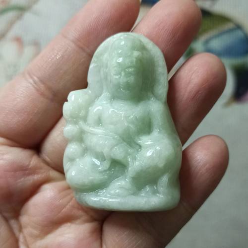 天然翡翠吊坠莲花观音牌子飘