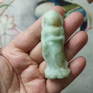 402缅甸天然翡翠吊坠莲花观音牌子飘花卡62X23mm左右满48元 包邮