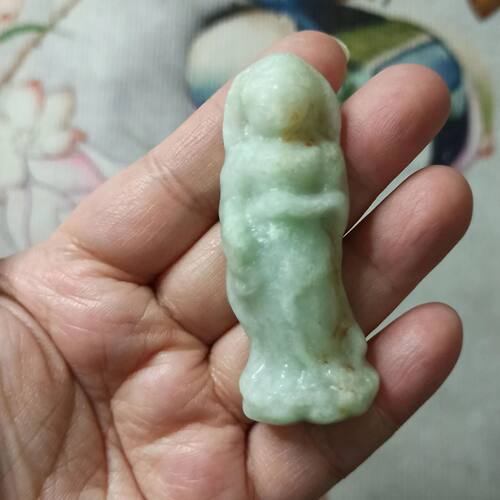 天然翡翠吊坠莲花观音牌子