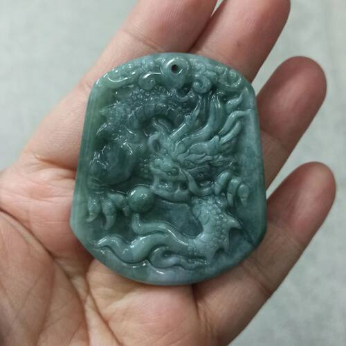 天然翡翠吊坠危料蓝水龙牌