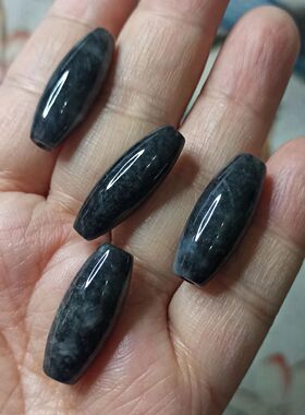 419缅甸天然翡翠黑乌鸡种长桶珠卡24X10mm左右DIY配件满48元包邮