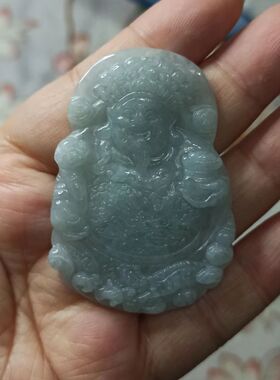 40缅甸天然翡翠吊坠福禄财神牌子飘花卡54X38mm左右满48元包邮