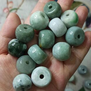 345天然翡翠桶珠路路通大鼓珠卡18X12mm左右颜色随机满48元 包邮
