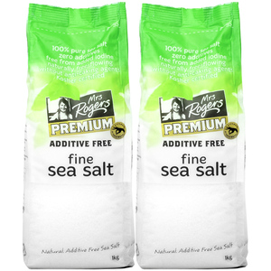 进口天然地中海海盐 日晒自然结晶海盐不加碘细盐食用盐 1KGX2袋