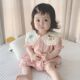 连体宝宝纯棉包屁爬服外出 婴儿可爱娃娃领刺绣短袖 ins26夏款 韩版