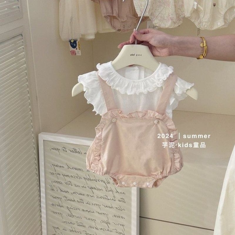 婴儿夏季薄款公主套装包屁衣宝宝婴幼儿衣服洋气哈衣短袖两件套