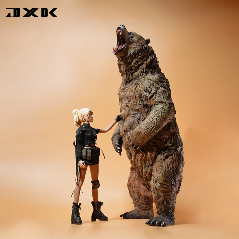 jXK1/6棕熊仿真凶猛兽动物GK模型周边摆件潮玩手办可配兵人工艺品