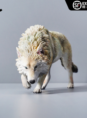 现货 JXK 1/6北美灰狼周边仿真动物手办摆件礼物模型玩偶树脂玩具